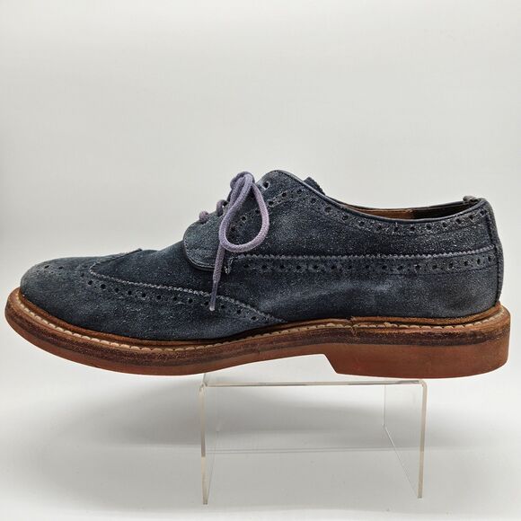 Cole Haan + Todd Snyder Men\'s Size 9.5 Blue Suede Wingtip Shoes Rounds Toe